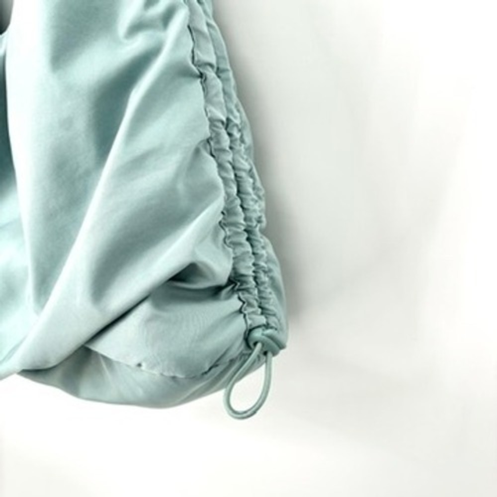 Wilo The Label Ruched Sling Shoulder Bag Polyester Slouchy Zip Top Blue Green - Picture 7 of 13